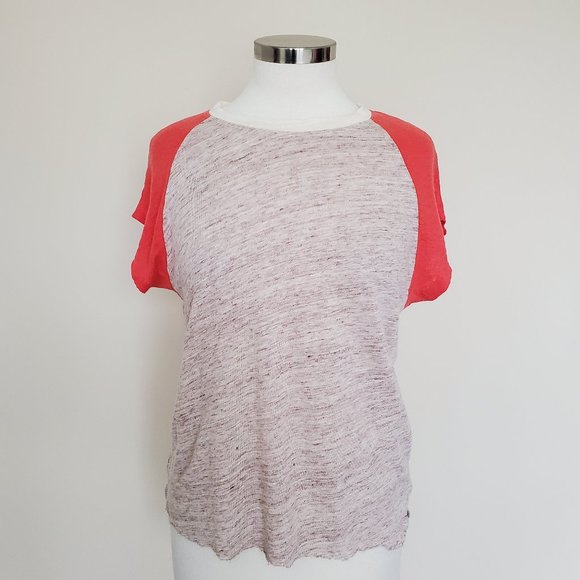 Madewell Size Medium Linen Top Raglan Short Sleeve - Picture 1 of 12
